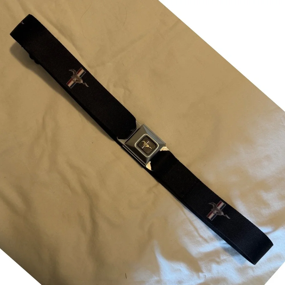 Buckle-Down Ford Mustang Seatbelt Belt Chrome Buckle Adjustable Made in USA